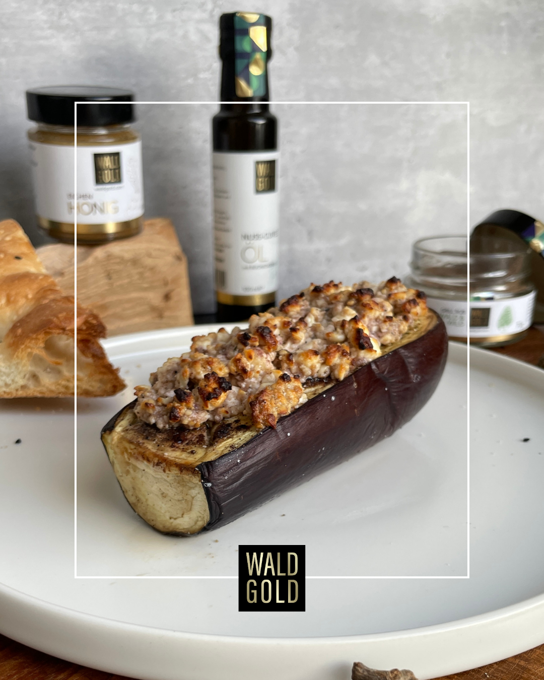 Gegrillte Aubergine | Wald & Wild Rub | Eichelhonig | Feta