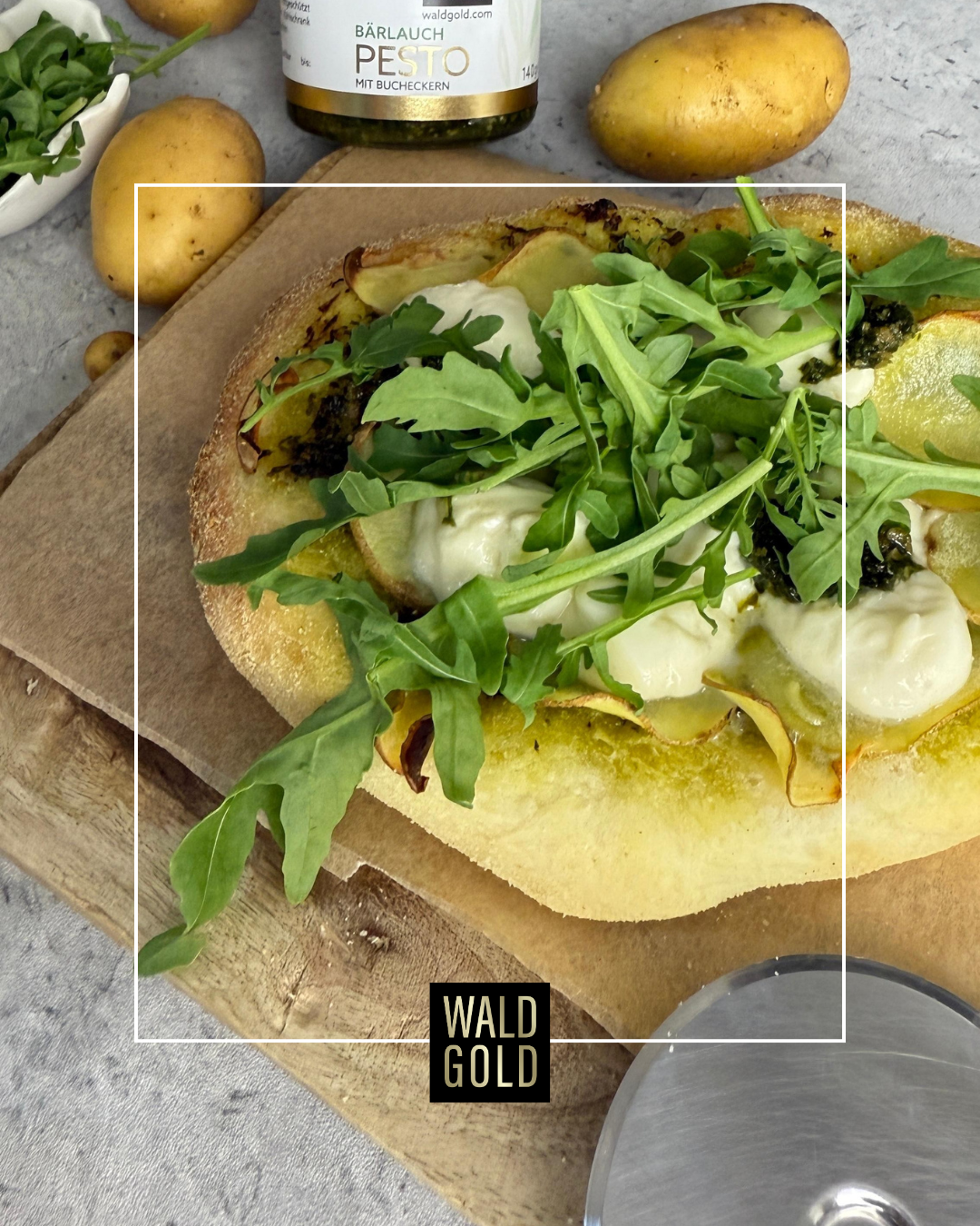 Kartoffelpizza mit Bärlauchpesto