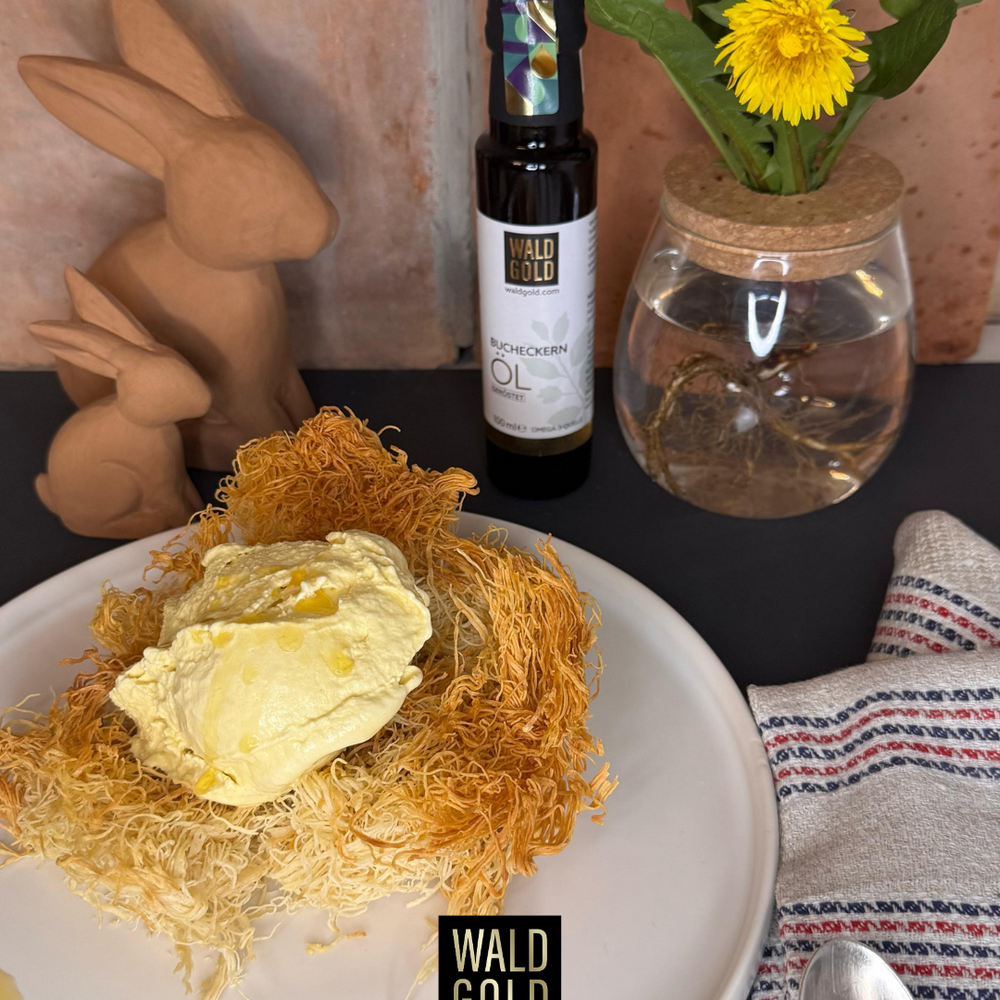 Löwenzahnblüten - Eiscreme im Osternest