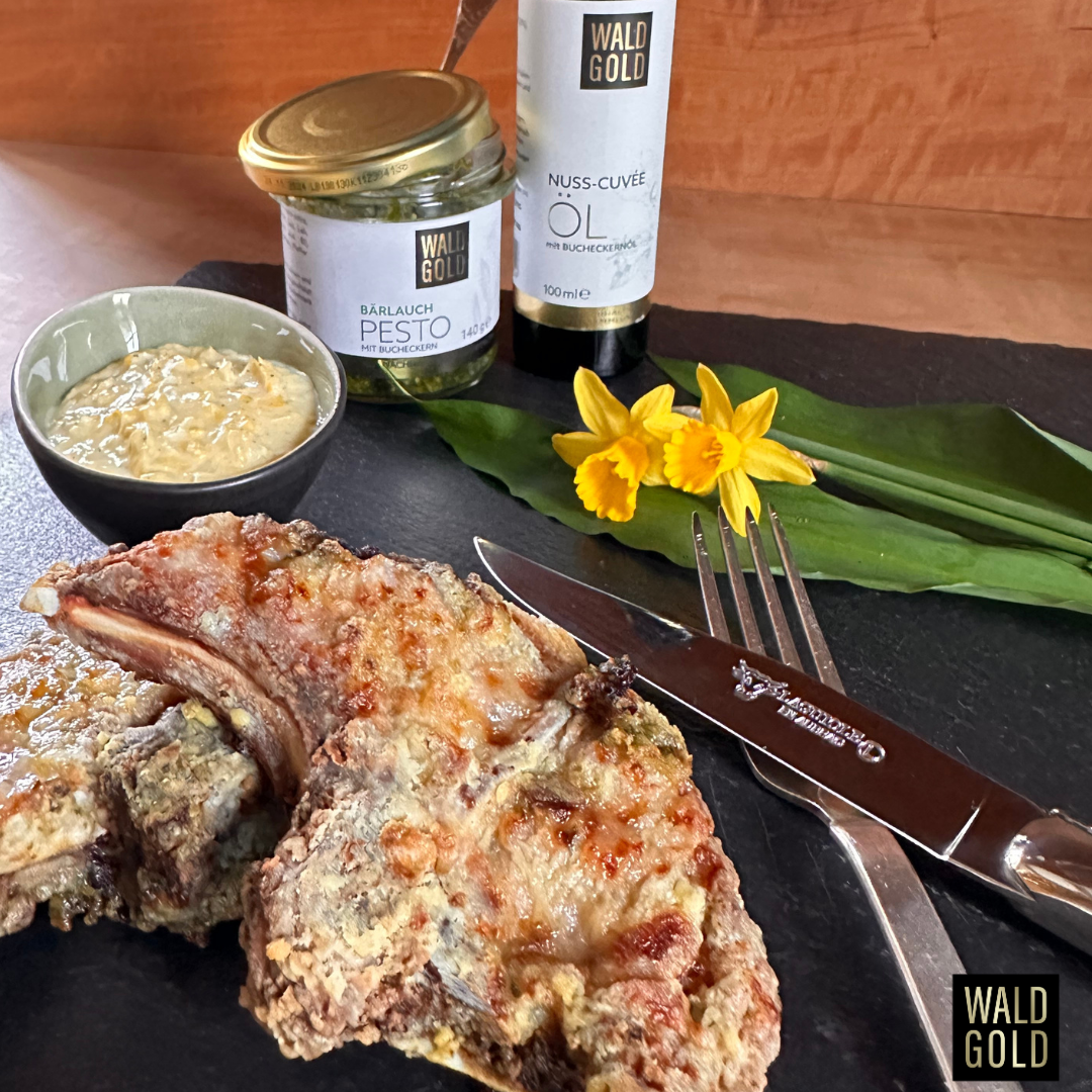 Lammkotelett mit Bärlauch-Bucheckern Marinade